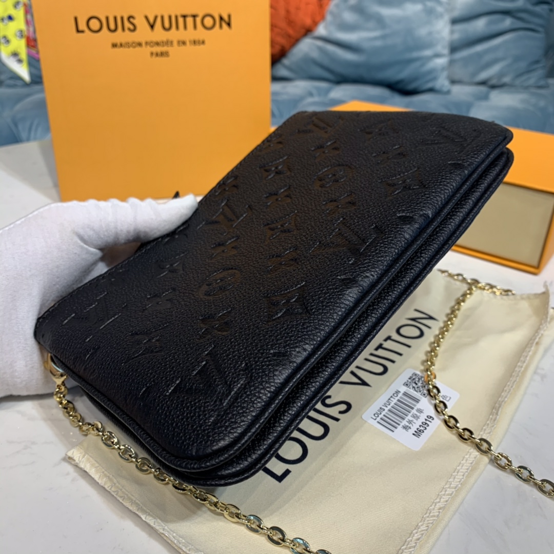 Louis Vuitton DOUBLE ZIP POCHETTE Handbag Monogram Empreinte M68568 Black